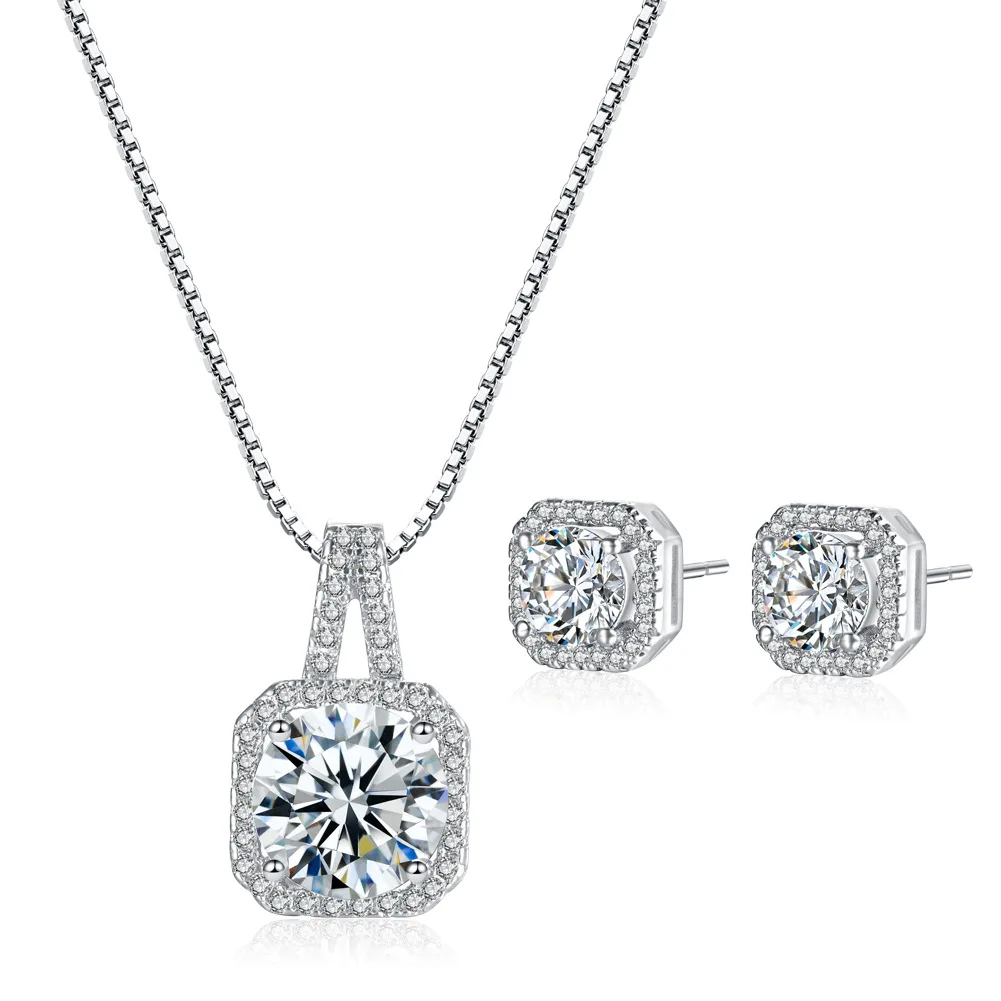 

JC crystal 22 designs fashion diamond earring and necklace sets stainless steel jewelry sets necklace women