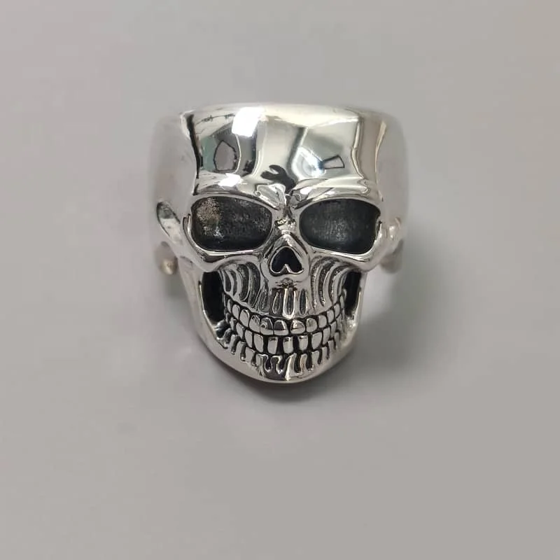 

925 sterling silver custom rings gold plated jewelry 18k Vintage Fashion biker gothic punk 925 Sterling Silver Skull Ring, White gold (rose gold, yellow are avaliable)