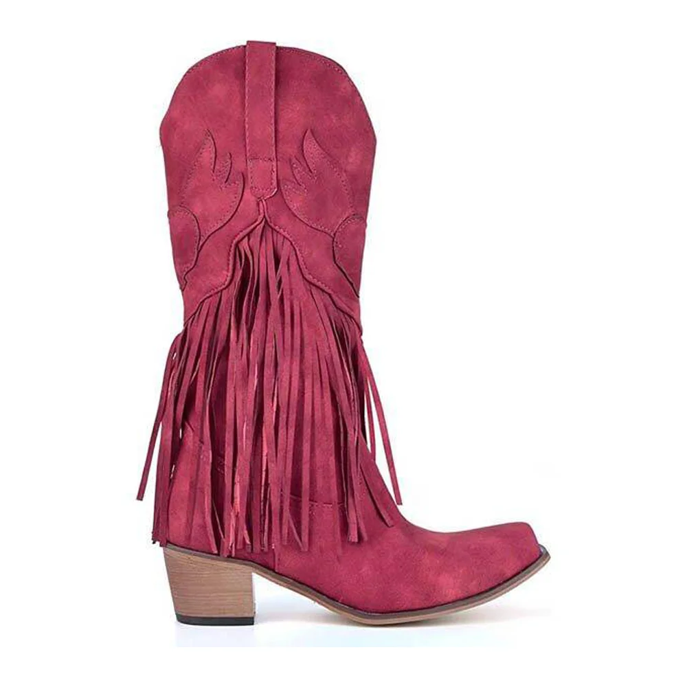 

Women's Tassel Biker Pointed Toe Ankle Boots