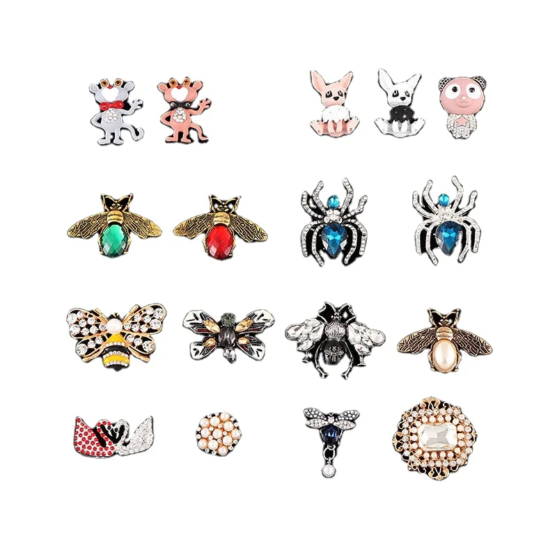 

Fashion Women DIY Bling animal Crystal Rhinestone Pearl Shoe Charms Jewelry Set Decoration for Birthday Gift