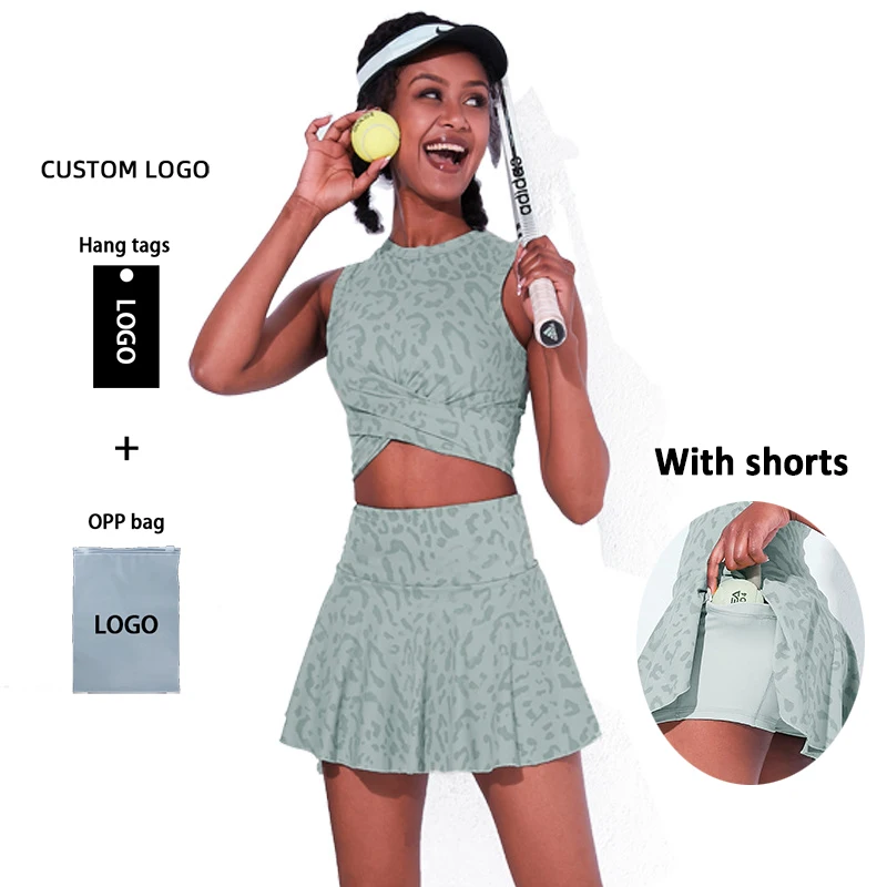 

Newest Girls Leopard Printed Golf Tennis Dress Wear Apparels Sports Skirts Badminton Lawn Tennis Sports Wear Tennis Dress