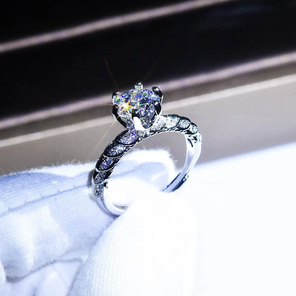 

Luxury Zircon Wedding Rings for Women Fashion Exquisite Wedding Engagement Party Cocktail Jewelry Gifts, Picture shows