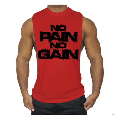 

LYX008 Men's NoPainNoGain sports fitness vest cotton sleeveless T-shirt, Picture