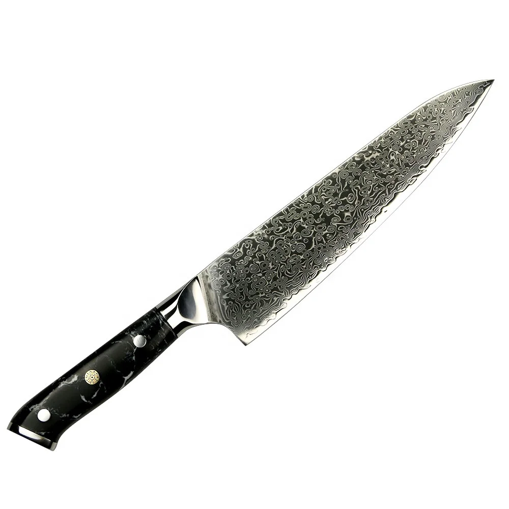 

NEWEST amber 67layers 8 inch japanese gyuto damascus steel kitchen chef knife turquoise stone handle knife