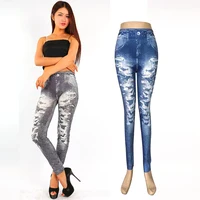 

Fashinal High Stretch 3D Denim Printed yoga Leggings Jeggings For Girls