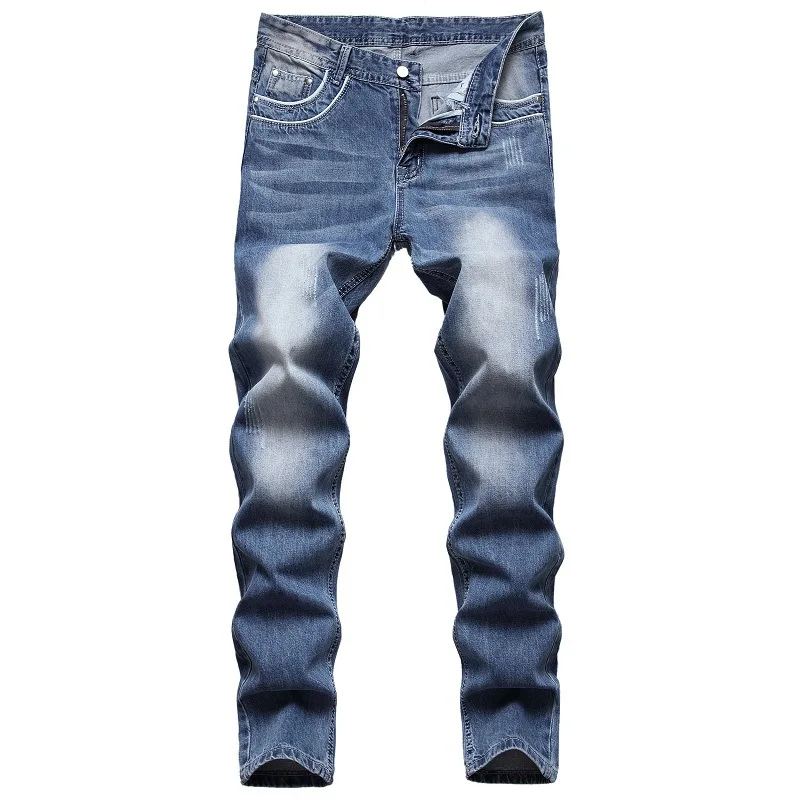 

Wholesale Fashion Euro American Men Ripped Jeans Denim Straight Slim pants Jeans Trendy Casual Classic Style