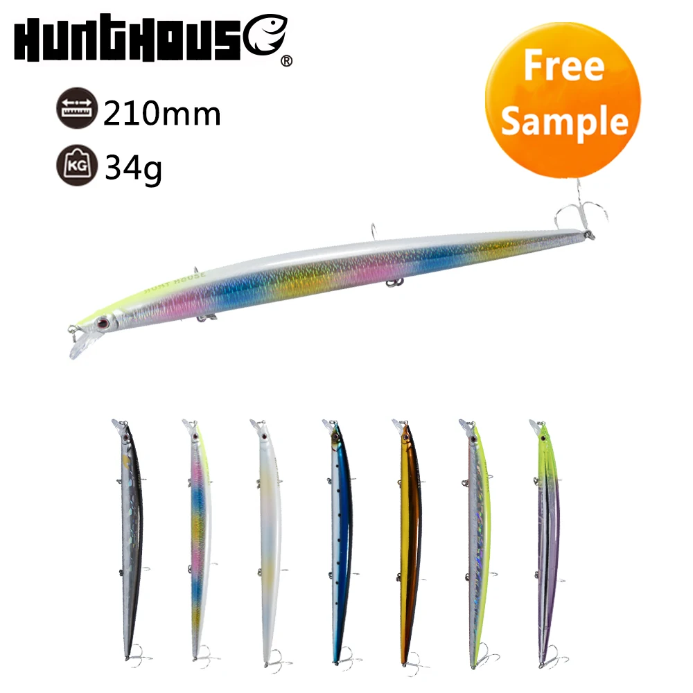 

Hunt house wholesale saltwater ABS plastic floating big lure minnow baits, 8 colors