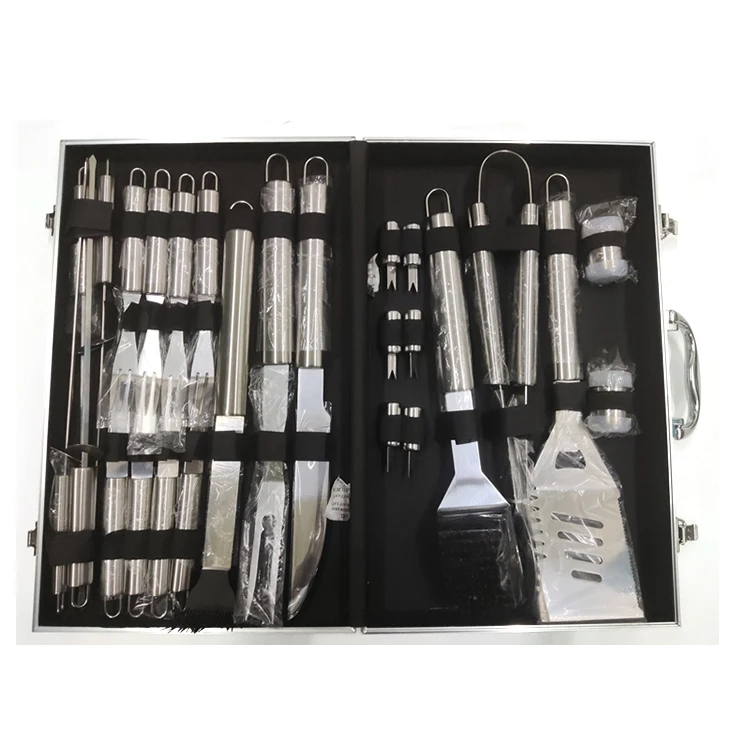 

Barbecu Set Tools Stainless Steel Barbeque 26Pc Kitchen Brush Cheap Grill Bbq Tool with Alminum box