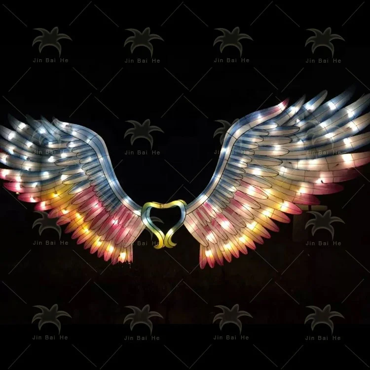 2020 colorful beautiful outdoor waterproof light up fairy angel wings for garden theme scenic spots event subject take a photo