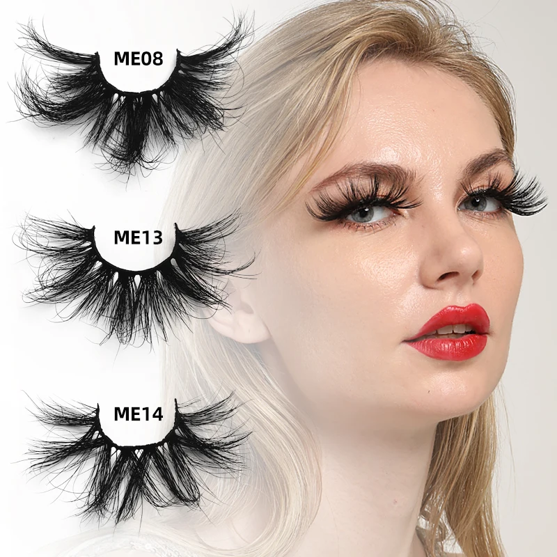 

Lashes Mink Eyelashes With Custom Packaging High Quality 3D 25MM Mink Lashes With Logo, Natural color