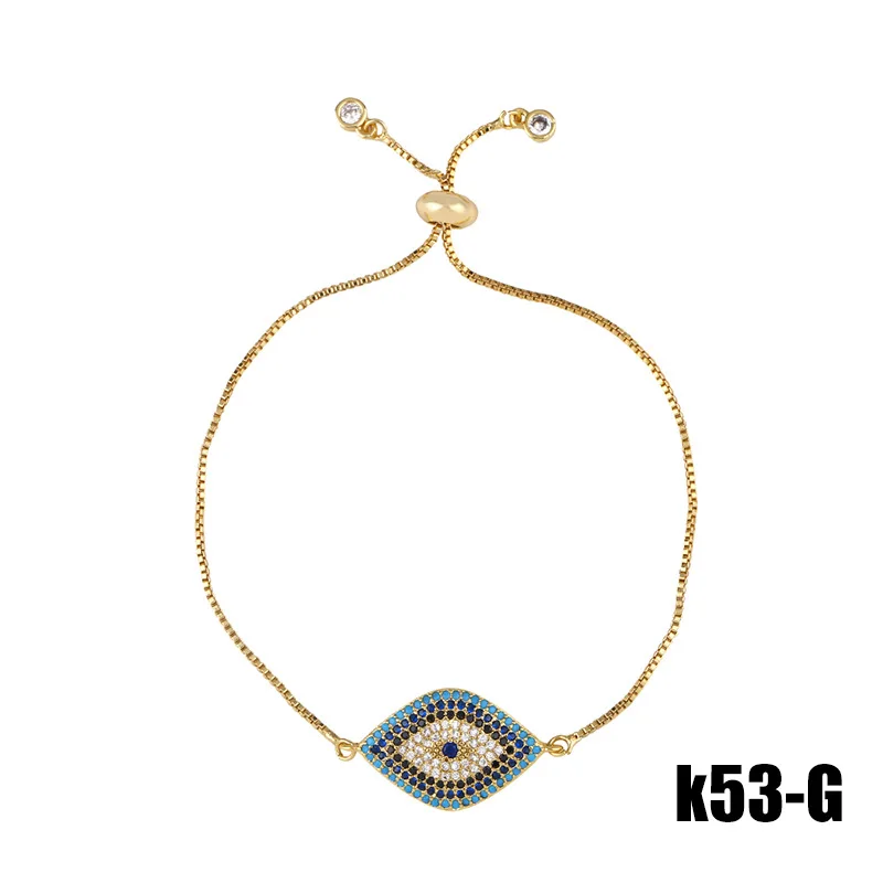 Adjustable CZ micro pave eye bracelet turkey zircon charm chain bracelet jewelry for woman jewelry gift