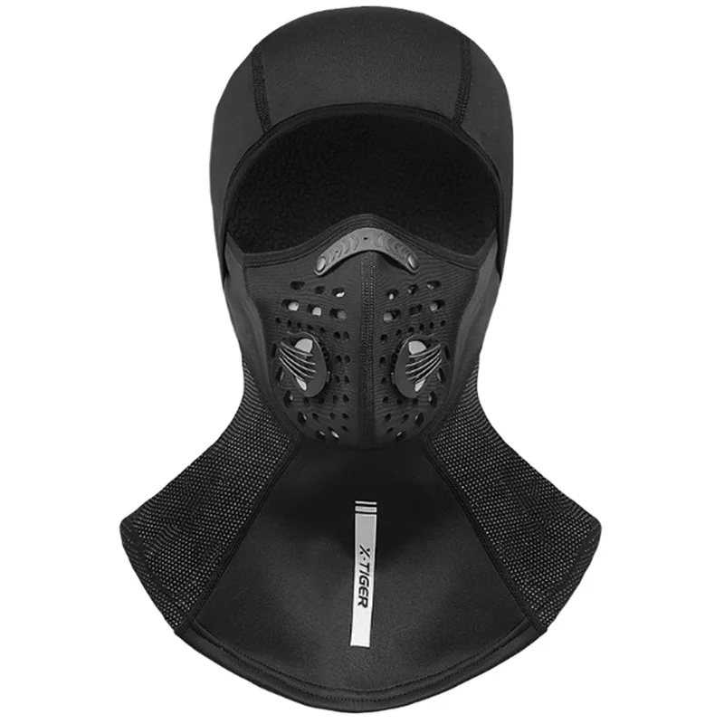 

Breather Valve Design Waterproof Skin Friendly Cycling Equipment Warm Polar Fleece Winters Sports Facemask, Black