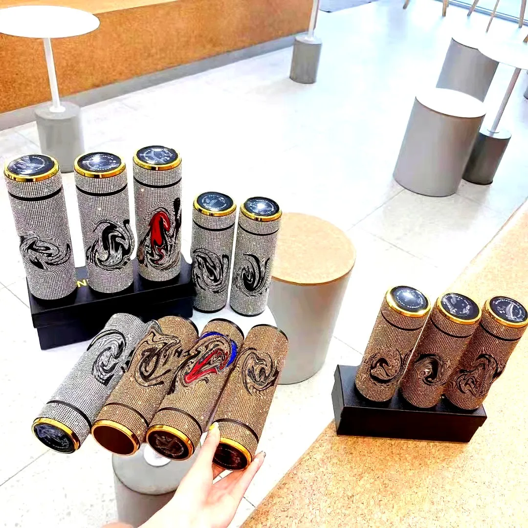 

Fashionable Bling Rhinestone Crystal 20oz Thin and Straight Stainless Steel Vacuum Insulation Double Wall Water Travel Mug Desig