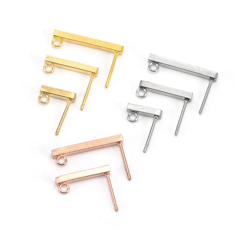 

fashion 316 pin stainless steel jewelry findings T-BAR stud earring hook with bar 30418k gold plating DIY jewelry Accessories