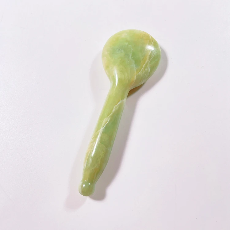 

Wholesale Xiuyan Jade Guasha Stone Green Handled Face Body Massage Scraper Heart Shape Jade Gua Sha Tool