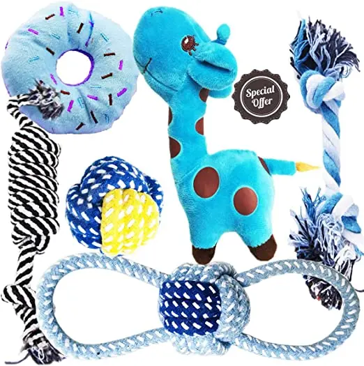 

amazon hot sell interactiveplush dog toy chew toys dog rope toys set Natural cotton rope for pet cleaning teeth