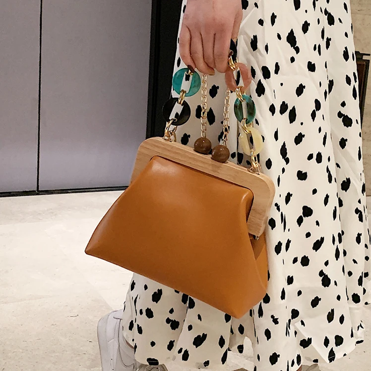 

JOWYAR Korean wooden handle ladies hand bags Women Purse Fashion Handbags For Ladies women handbags