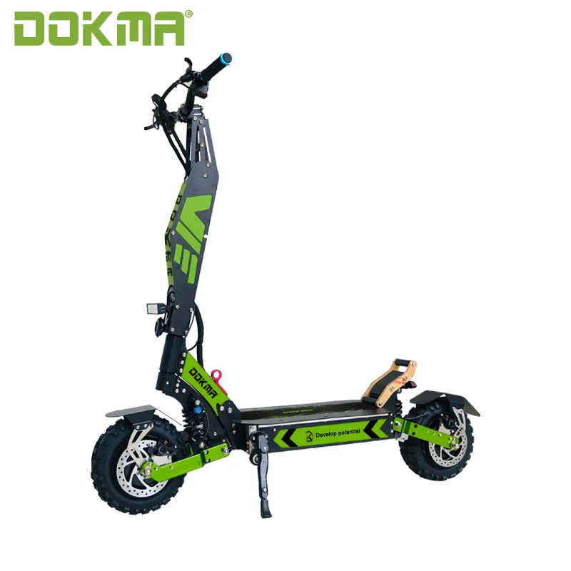 

DOKMA Dual motor 60V 4000W hydraulic shock absorption D-NINJA high speed electric scooter for Adult, Green