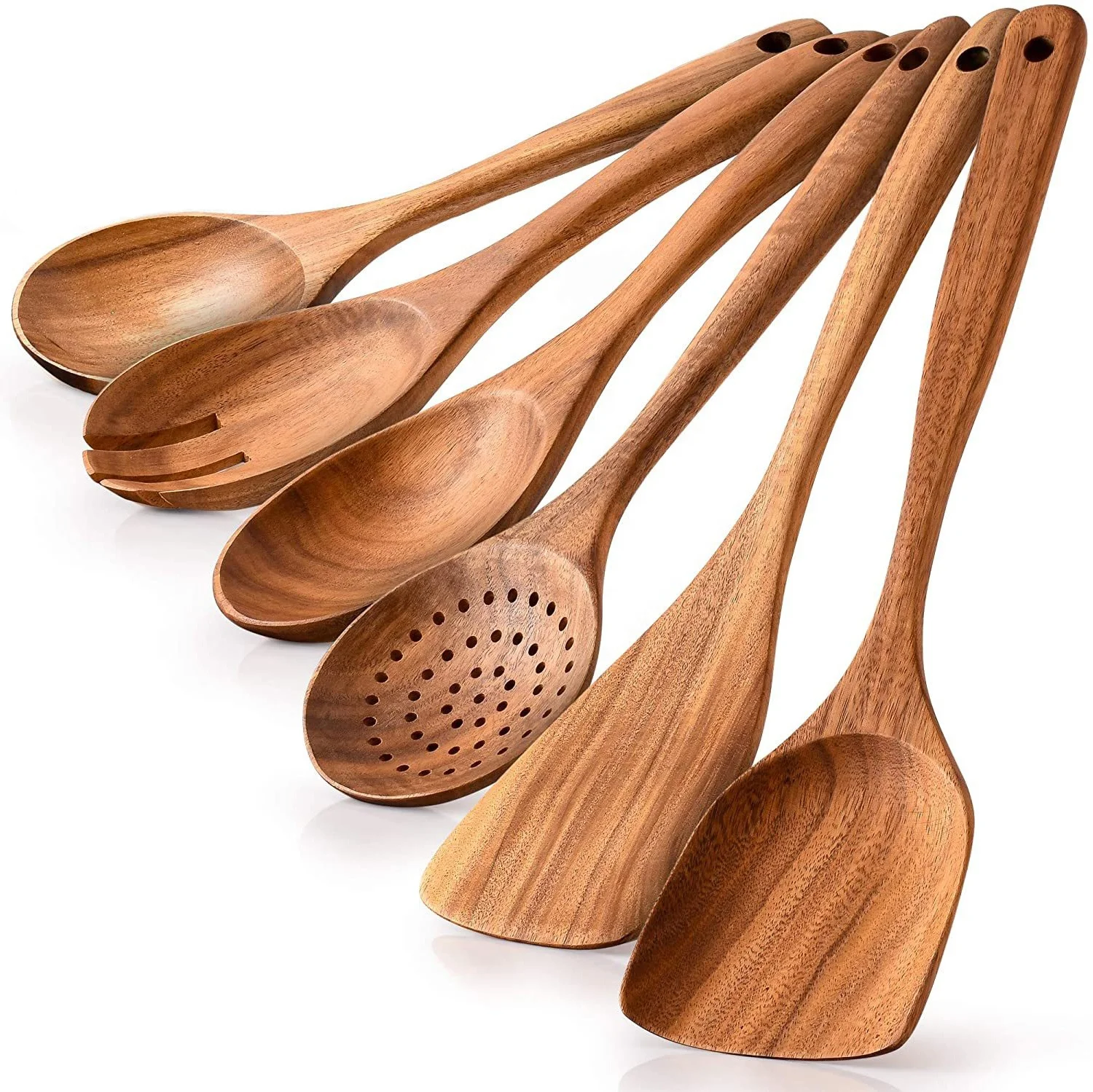 

wooden cooking kitchen accessories set teak wood cooking utensil set, Natrual