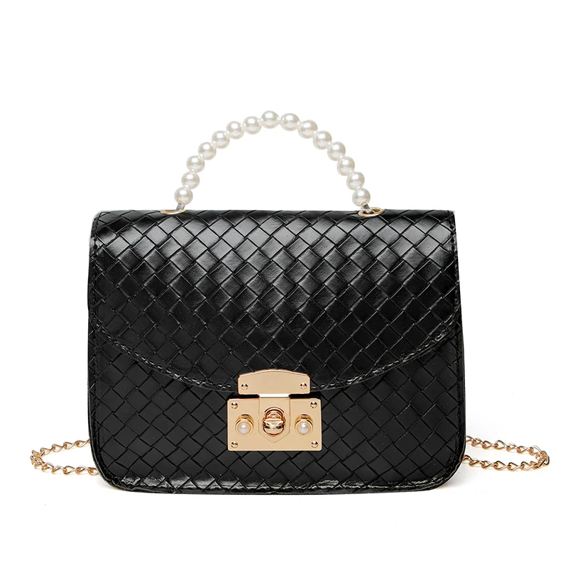 

luxury 2021pu Metal lock small bag pearl snakeskin checkered hand bags