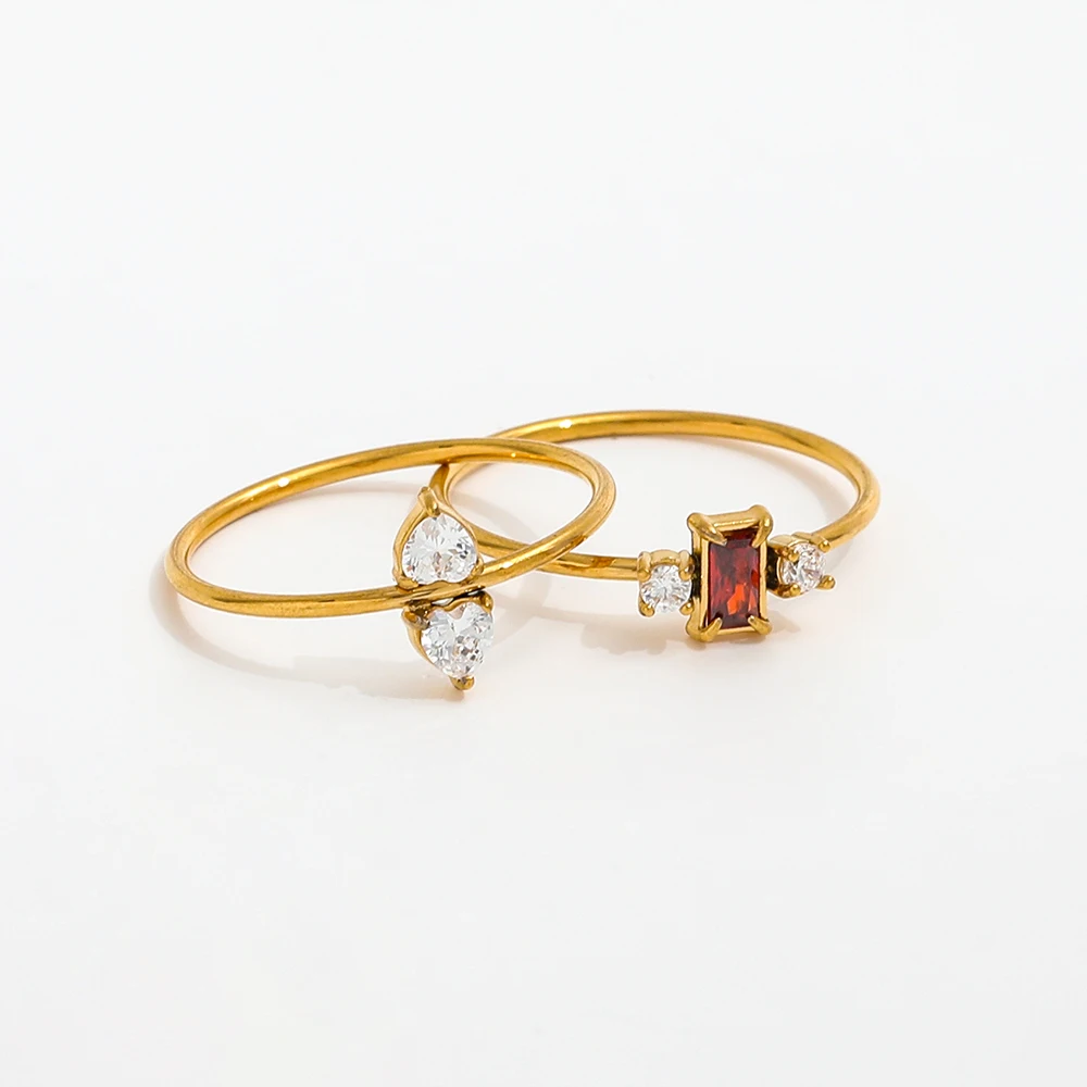 Joolim Women's Dainty 18K Gold Plated Stainless Steel Ring Non-Tarnish Zirconia Fine Jewelry for Engagement or Gift