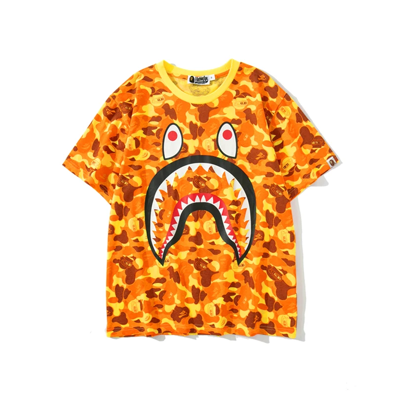 

BAPE joint survival eat chicken orange camouflage men's cotton personality T-shirt factory wholesale