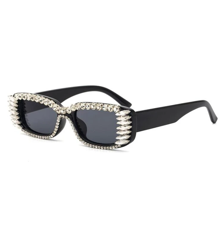 

2020 Fashion Vintage Small Square Rhinestone Sunglasses Women Shades Luxury Diamond Sun Glasses For Women, As pictures or customized color