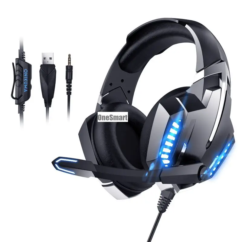 

2021 New Arrivals Professional K18 Cool Light Wired Noise Canceling Headset Laptop Computer Gaming Headphones Earphone for PS4
