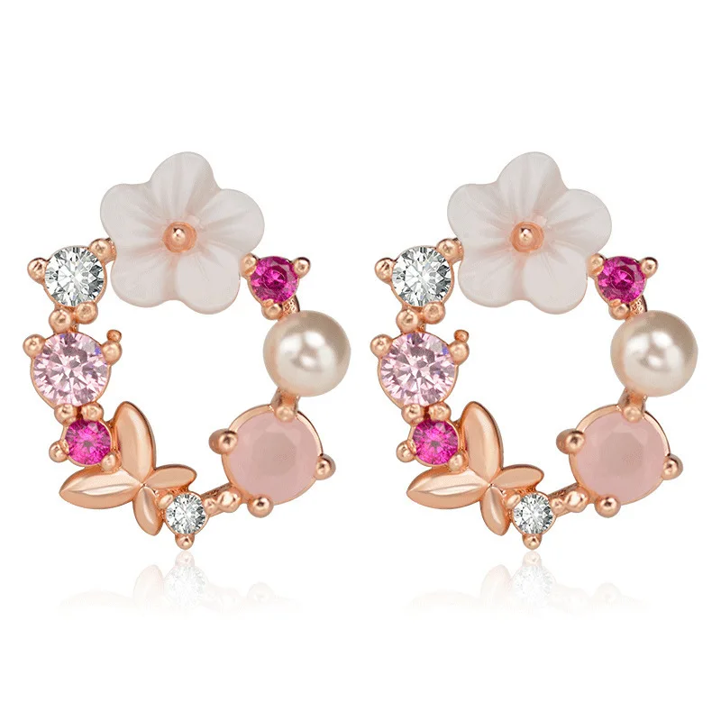 

Artilady earings for women 2021 flower Korean Butterfly Colour Fashion Earrings Sweet Flower Stud Earring For Women Jewelry, Colorful