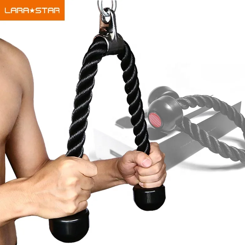 

Heavy Duty Pull Down Triceps Pull Rope Solid Rubber Ends Training Accessories For Body Building