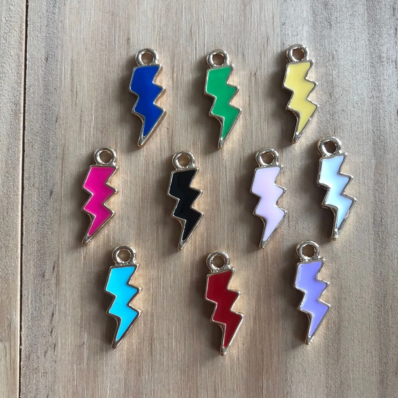 

color enamel metal lightning charms for bracelet fashion lightning charms jewelry accessories, Mix color
