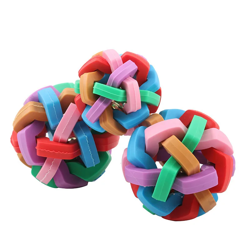 

Dog interactive toys new colorful bell ball TPR training woven molar ball pet sounding toy factory wholesale pet toys