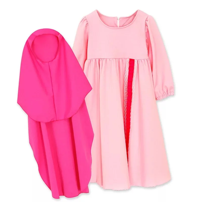 

Beautiful pink color muslim children girls hijab long dress islamic girls clothing, 10