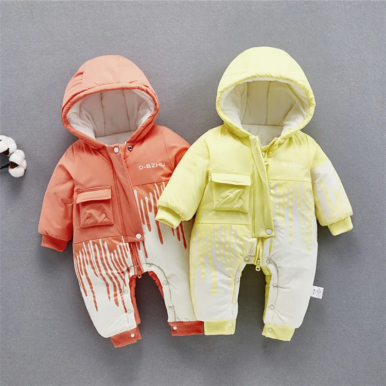 

YQ654 free shipping High quality Baby Onesie winter jumpsuit thick warm newborn baby rompers