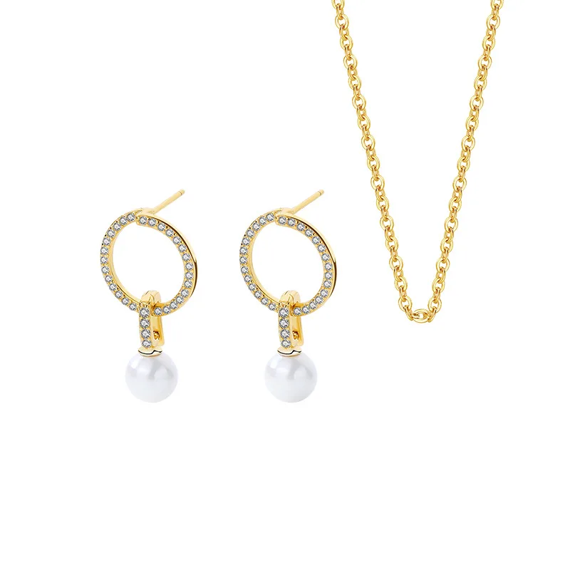 

VIANRLA 925 Sterling Silver Jewelry Ring Pearl Pendant Earrings 18k Gold Plated Earring For Women Free Laser Logo Wholesale