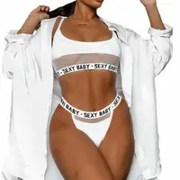 

Three-point bikini transparent bra and panty set plus size girl sexy hollow lingerie set