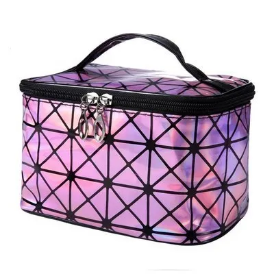 

Waterproof Portable Purple 3D Laser Diamond Pattern Travel Cosmetic Bag For Women, Various colors