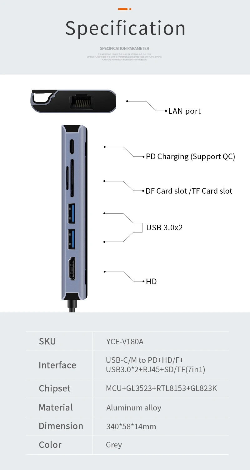 2019 portable aluminum alloy 3-port USB hub usb c hub with type-c interface