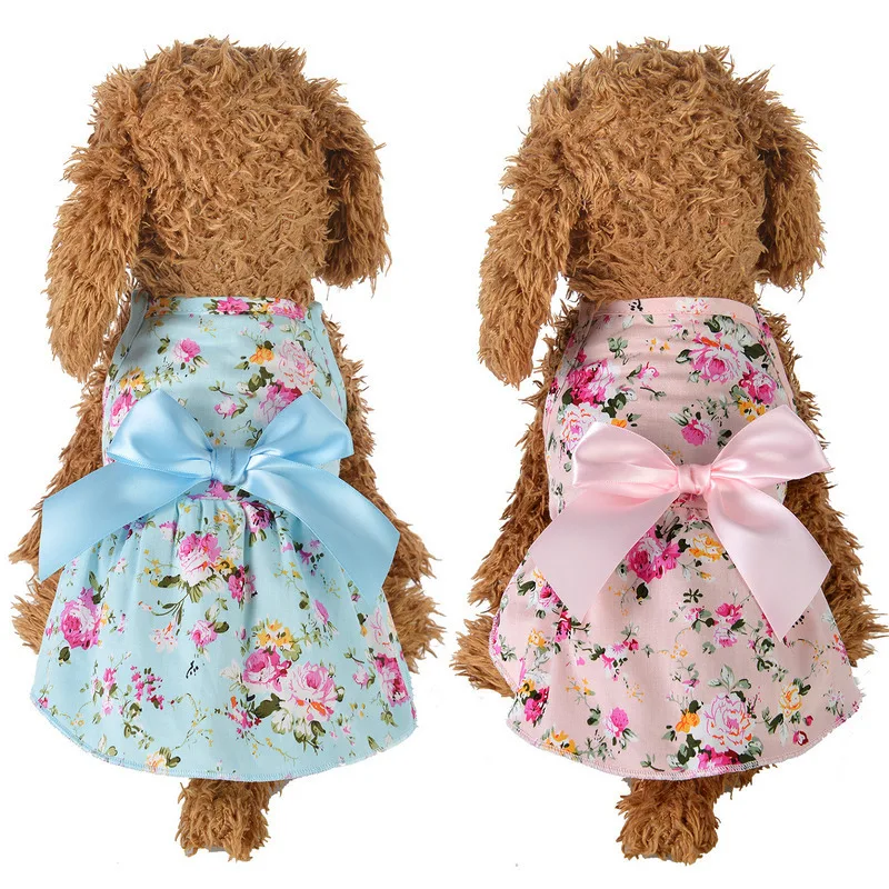 

Wholesale Pet Clothes Puppy Princess Dress Dog Floral Cotton Vest Clothes With Spring And Summer, As same picture