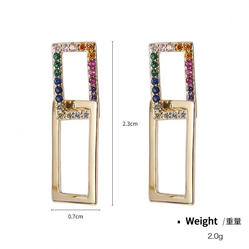 

Dainty Gold Emerald Cut Pink Quartz Beaded Drop Hoop Non Tarnish Gold-Plated Earrings, As photo