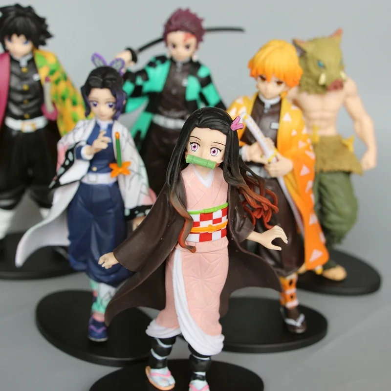 

6pcs set Anime Demon Slayer Action Figurine Figure Tomioka Giyuu Kamado Nezuko Tanjirou PVC Model Toys Figura, Colorful