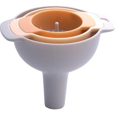 

4pcs/set Food Level Nested Kitchen Plastic Oil Funnel Removable Filters Injection Filtration Funnel 4 in 1, Blue, orange