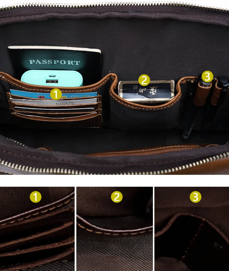 Men Shoulder Handbag  Genuine Leather laptop bag 13inch Casual Crossbody Bags for Messenger Bag