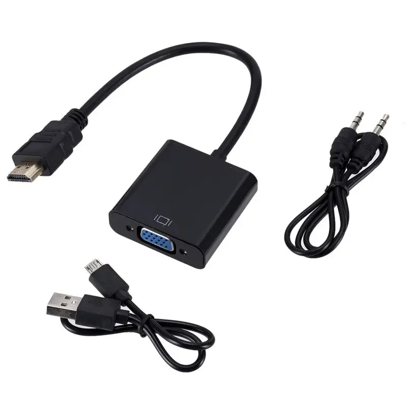 

1080p 60Hz Active male female with 3.5mm Audio Video Micro USB power supply HDTV HDMI to VGA adaptor converter Adapter for PS4