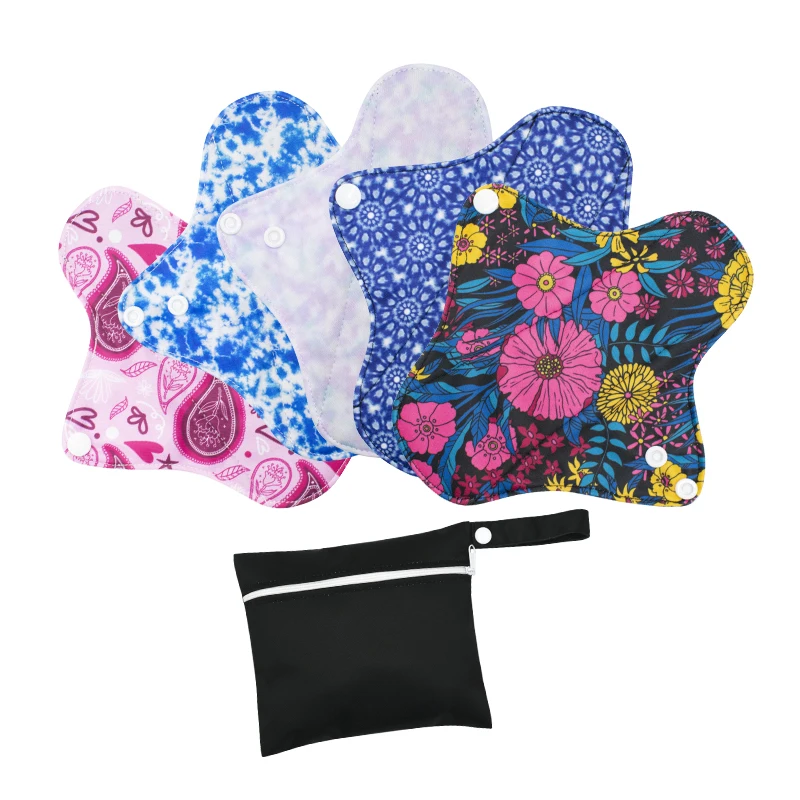 

Washable Sanitary pads napkin with Wet Bag Reusable Zero waste Mesh cloth menstrual Pad, More than 10 colors for choose