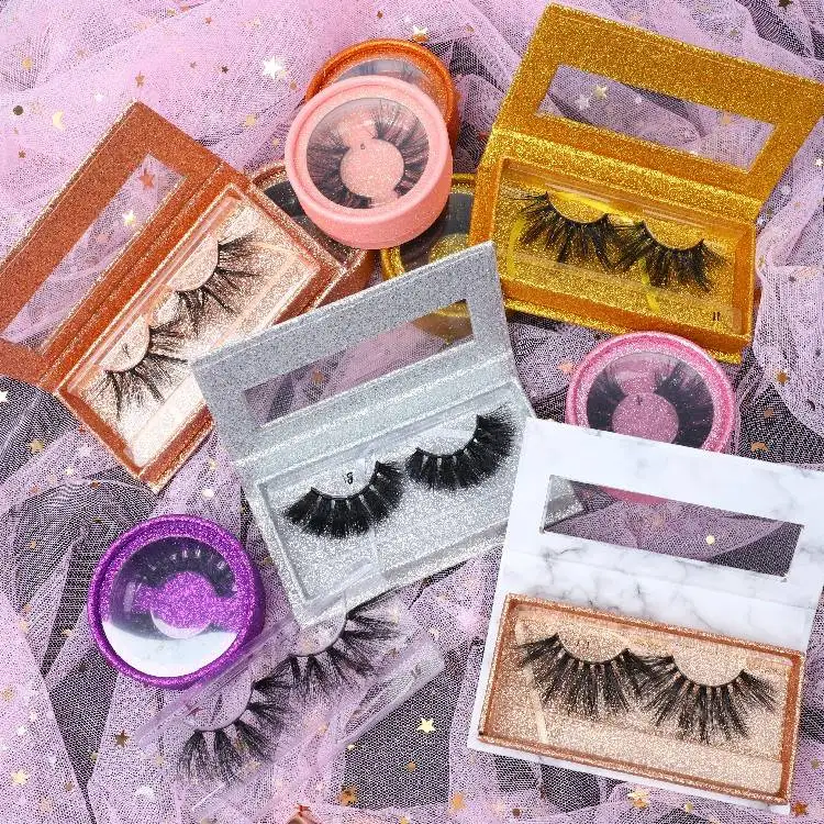 

Private Label Strip Real Fluffy 25mm Faux Mink Eyelash Synthetic False Eye Lashes 3d Faux Mink Strip Eyelash With Custom Package