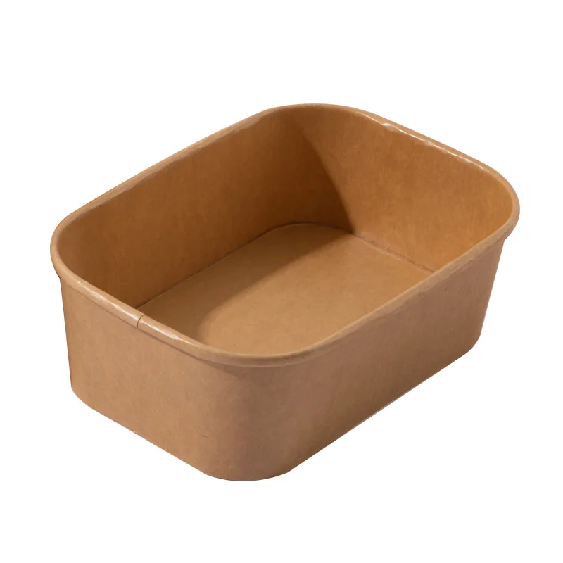 

Custom Printing 500ml Restaurant Takeaway Rectangular OEM Food Grade Disposable Paper Bowl Container