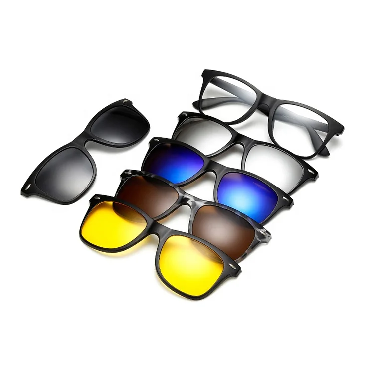 

5 in 1 magnetic clips on sun glasses Polarized UV400 Night Vison clip on sunglasses