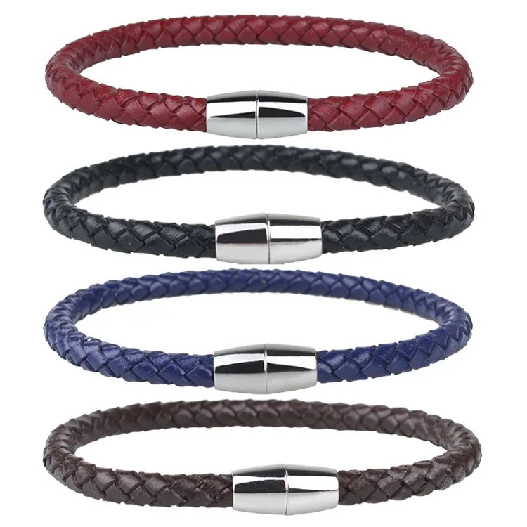 

BN1131 Cheap Price Magnetic Brass Clasp Leather Bracelet for Men