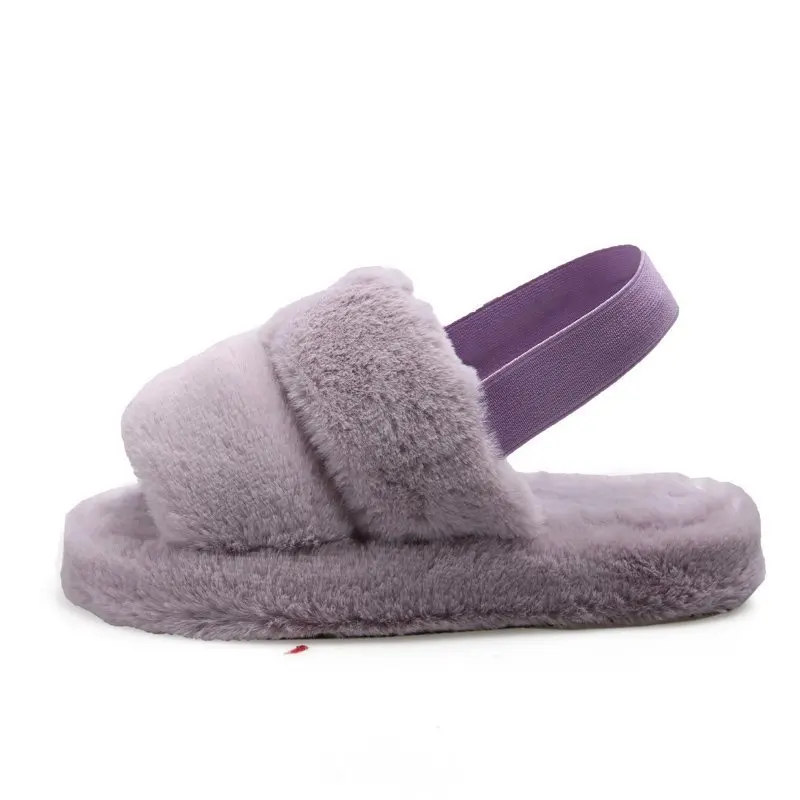 

Women's shoes colorful heel straps soft plush thick-soled home fur slippers women wholesale